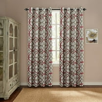 H.Versailtex Thermal Insulated Blackout Window Room Grommet Curtain Drapes-52 Inch Width By 108 Inch Length-Set Of 2 Panels-Taupe And Red Geo Pattern