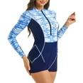 thumbnail image 5 of OBEEII Women Boyleg One Piece Swimsuit UPF50+ Long Sleeve Full Body Zip Swimwear Surfing Bathing Suit Wetsuit, Blue Size M, 5 of 7