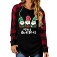 thumbnail image 4 of Tops for Women Christmas Print Plaid Long Sleeves Round Neck Winter Printed Loose Casual Sweatshirts,Womens Tops Plus Size Red XXL, 4 of 6