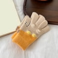 thumbnail image 2 of vdgthytj Unisex Kids Gloves Cute Print Color Block Soft Warm Handwear for Fall Winter Daily Outdoor Activities(One Size,Beige), 2 of 4