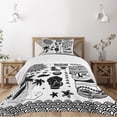 thumbnail image 3 of Ambesonne Tiki Bar Quilted Bedspread Set 2 Pcs, Tribals, Twin Size, Black White, 3 of 6