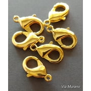 DuroPlate Lobster Clasp 22mm 24kt Gold Plate. Package of 6 Lobster Claw Clasps. Size 22mm.