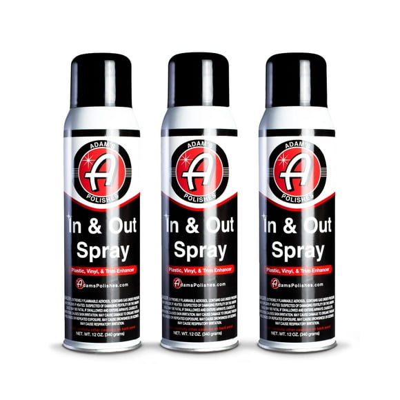 Adam's Polishes in and Out Spray, Car Detail Spray, Non-foaming, Low Gloss Coating, Deep Shine for Plastic and Trim, Good for Hard to Reach Areas, Watermelon Scent (3 Pack)