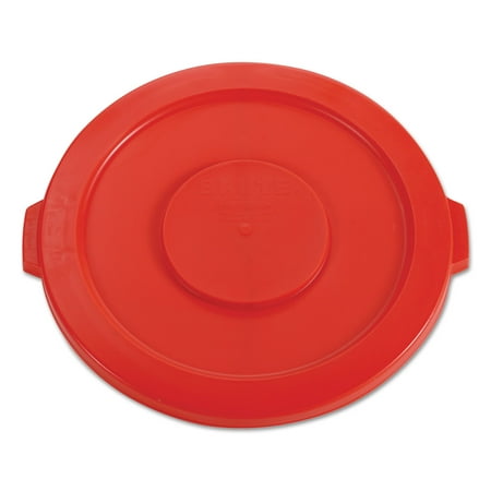Rubbermaid Commercial Round Flat Top Lid, for 32-Gallon Round Brute Containers, 22 1/4", dia., Red, Plastic