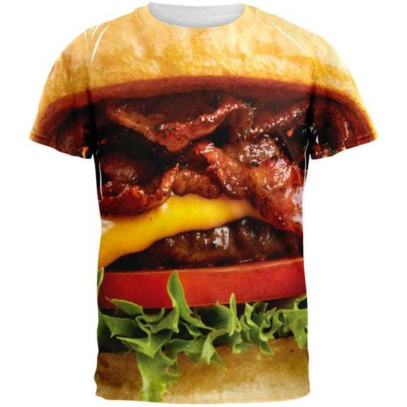 Hamburger Juicy Burger All Over Adult T-Shirt - Small