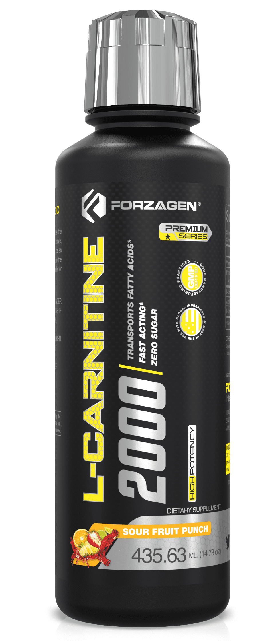 Forzagen Liquid L carnitine - Acetyl L-Carnitine | Vitamin B6 | Pantothenic Acid | 30 servings Sour Fruit Punch