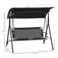 thumbnail image 3 of 3-Seat Black Outdoor Patio Swing Chair with Cushion Adjustable Tilt Canopy & Steel A-Frame Stand for Patio Garden, 3 of 10
