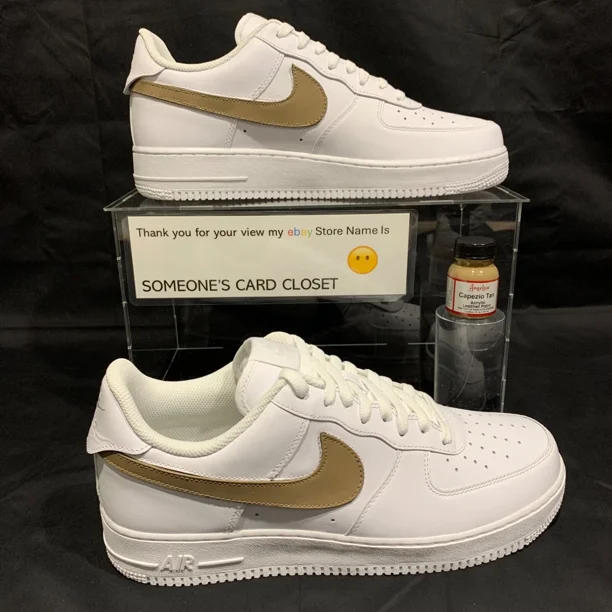 Ni&ke Air Force 1 Low White (Capezio Tan Custom Painted Swoosh) SC-#17W