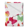 thumbnail image 2 of Colorful Soft Flannel Fleece Throw Blanket, Watercolor Butterflies with Large Colored Wings Animal Love Paint Print, Cozy Plush for Indoor and Outdoor Use, 70" x 90", Fuchsia Green, by Ambesonne, 2 of 5