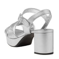thumbnail image 3 of FSJ Women Fashion Platform Chunky Mid Heel Sandals Open Toe Crisscross Adjustable Buckle Strap Elegant Party Prom Evening Shoes Size 9 Silver, 3 of 4