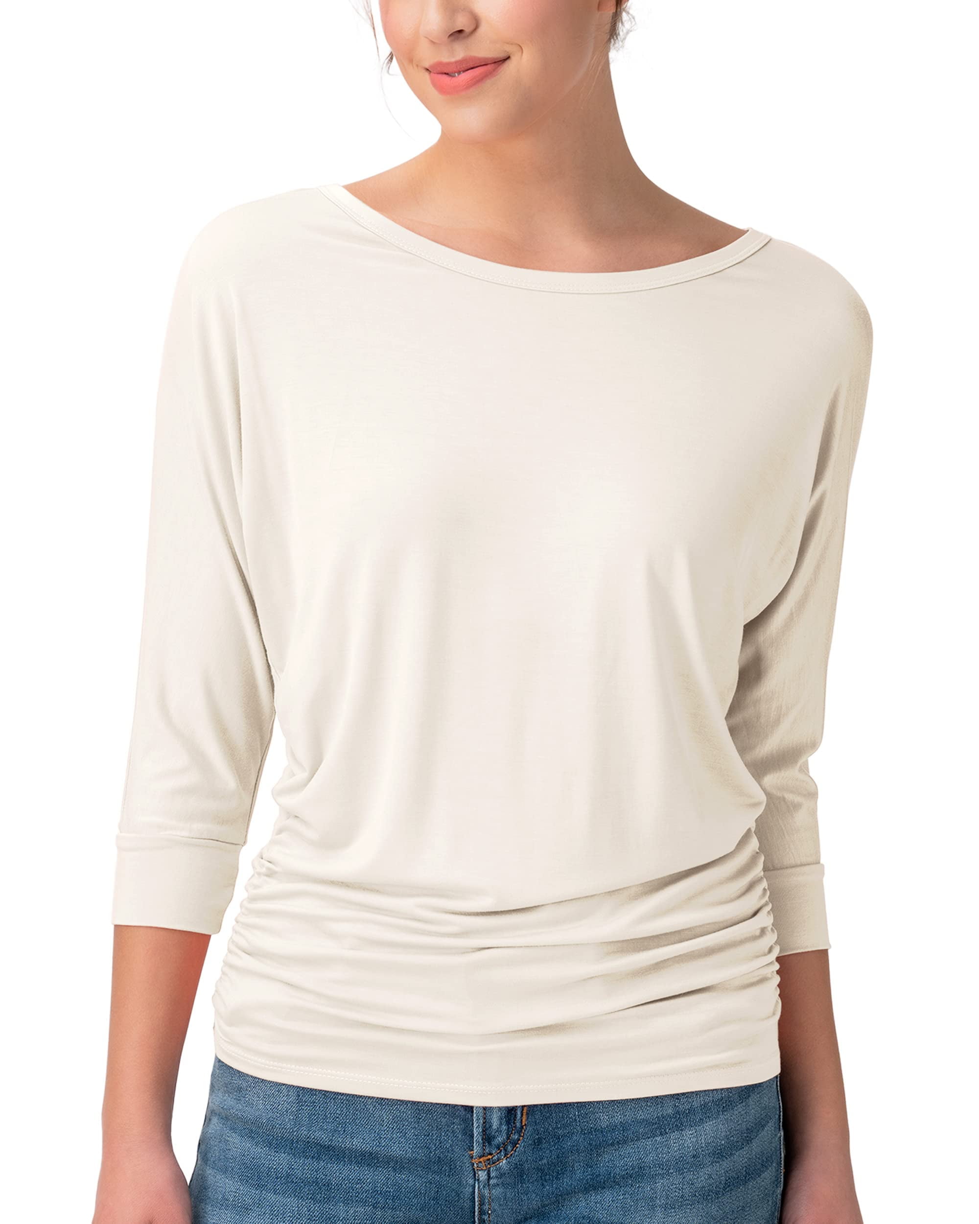 URBAN DAIZY Women's Boat Neck 3/4 Sleeve Dolman Tops All Purpose Staple ...