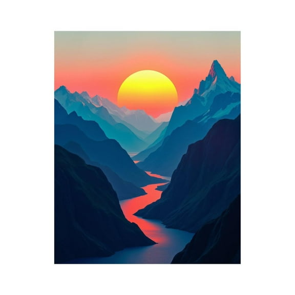 Paint By Numbers Kit for Adults Beginner - DIY Sunset Over Mountain River Vista Canvas Painting Kits for Adults, Frameless Paint By Number for Adults for Home Wall Decor 16x20 Inch