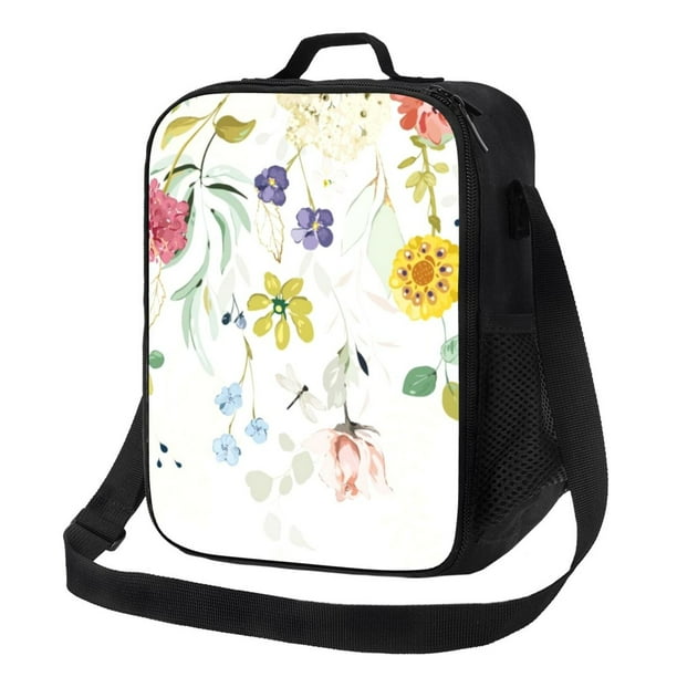 Fotbe Wildflowers Lonchera Bolsa de Almuerzo para Hombres y Mujeres, Lonchera de Gran Capacidad, Bolsa de Almuerzo Reutilizable, Bolsa Térmica Aislante