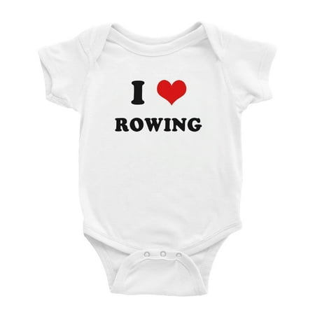 

I Heart Rowing Love Sports Fans Funny Cute Baby Rompers (White 18-24 Months)