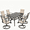 Beige, variant on LOGYAT 7-Piece Patio Dining Set, 6 Mid-Back Padded Textilene Swivel Rocking Chairs, Rectangular Black Metal Slat Table with Umbrella Hole, All-Weather Furniture for Garden, Deck, Backyard