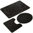 thumbnail image 2 of Bathroom Rug Set, 3 Pieces Shaggy Polyester Soft Non-Slip Mats Absorbent Toilet Mat,Rectangular Area Rug, U-Shaped Bath Mat, Elongated Toilet Lid Cover (Black), 2 of 5