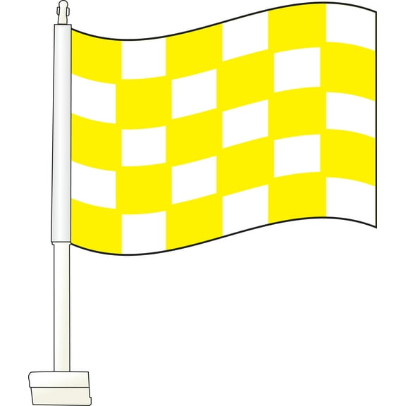 SSWBasics Window Clip On Flag - Checkered Yellow/White - 14 3/4"W x 11"H - Set of 2