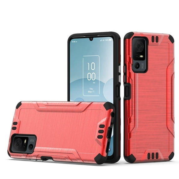 For TCL 40T T608DL Lining Hybrid Cover Phone Case - Red