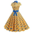 thumbnail image 3 of Kaemgyyd 1950s Dresses for Women Vintage Polka Dot Short Sleeve Tie Midi Dress A-Line Flowy Cocktail Party Dresses, 3 of 5