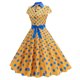 thumbnail image 3 of Vestido de Manga Corta para Mujeres de Moda Casual Impreso Cuello en V con Cremallera Grande Del Doblado, Poliéster Ligero para el Verano, 3 of 8