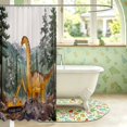 thumbnail image 3 of Manfei Wild Dinosaur Animals Shower Curtain 72Wx84L,Vintage Excavator Bathroom Shower Curtain,Gray Orange, 3 of 5