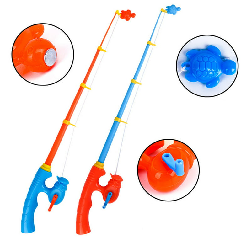 6 Pcs Stretchable Fishing Pole Toy Fishing Bath Toy Flexible Magnetic Kids  Fishing Rod Fun Toy Gifts for Boys Girls 