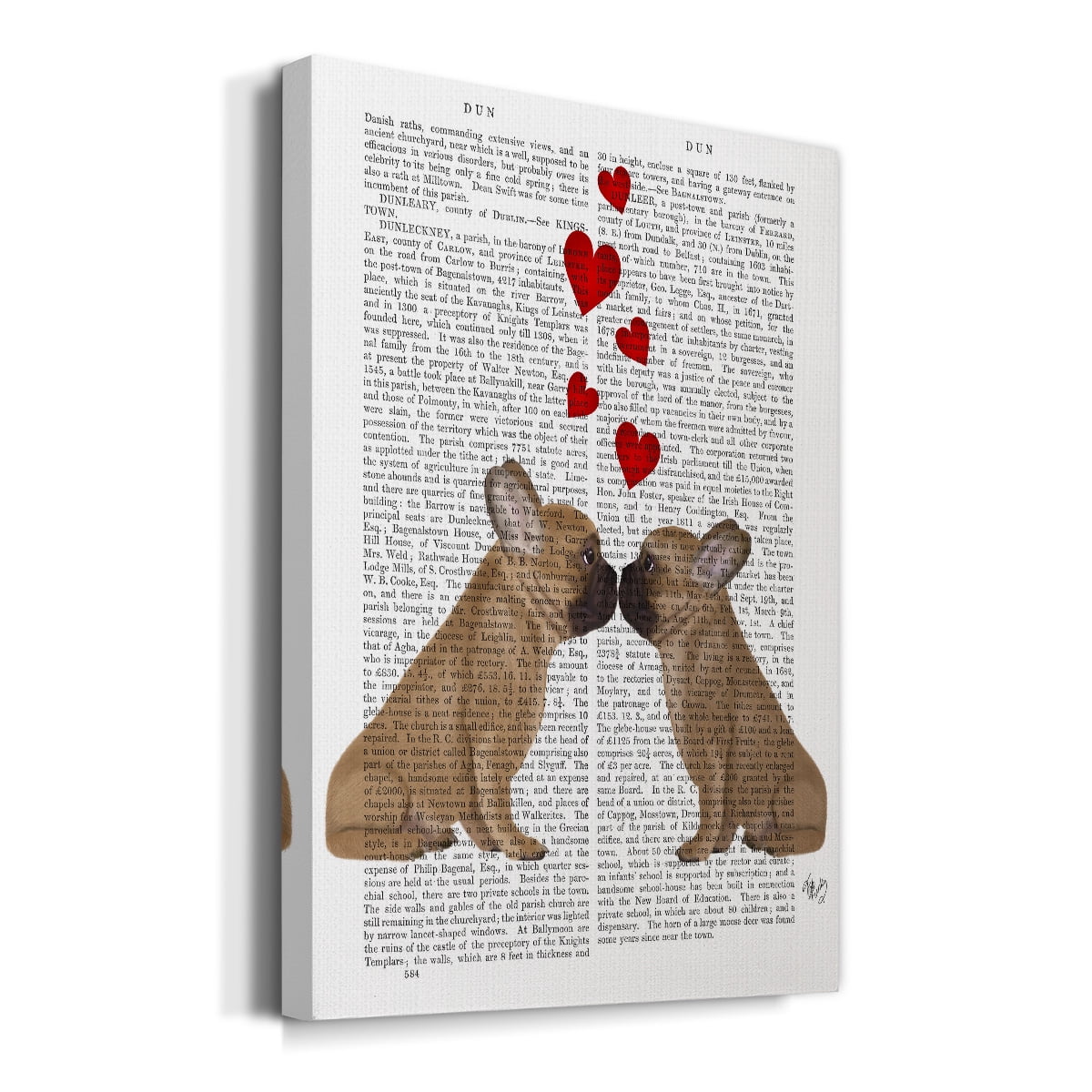 French Kiss and Hearts Premium Gallery Wrapped Canvas - Ready to Hang