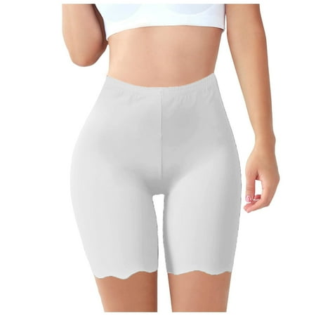 Pxiakgy Hot Sale!! Yoga Shorts for Women Tummy Control 2025 Trendy Underwear Shorts Women High Waisted Summer Shorts for Under Dresses Anti Chafing Soft Lace Trim Trendy Boy Shorts White 4Xl