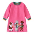 thumbnail image 7 of bbymog Long Sleeve Dresses for Girls Fashion Cute Graphic Crewneck Cotton Dress Girls Clothes Pink B 3 years, 7 of 7