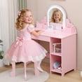 thumbnail image 1 of Ourlova Kids Vanity Set with Lighted Mirror and Stool Adjustable LED LightsAges 3 to 9, 1 of 7