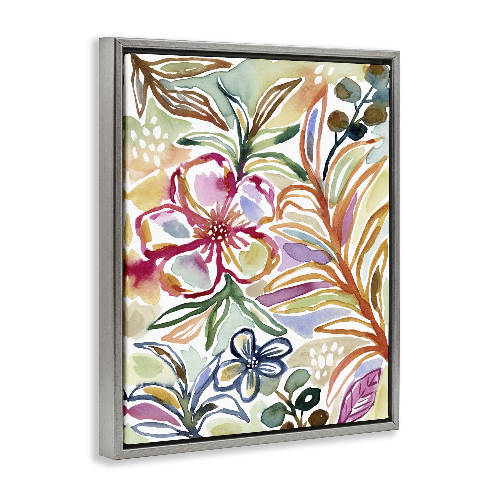 Stupell Industries Colorful Garden Impressions Gray Framed Floater Canvas Wall Art, design by Lisa Nohren