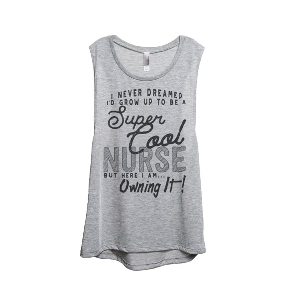 Super Cool Nurse Women's Fashion Sleeveless Muscle Workout Yoga Tank Top Sport Grey Large