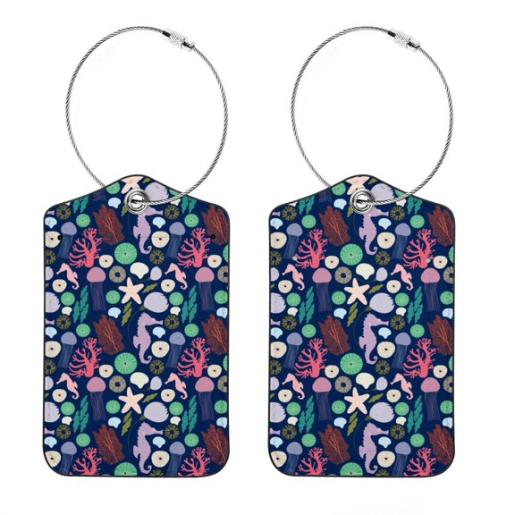 Luggage Tag, Travel Tags, Handbag Tag - Square PU Leather 2 Pack with Privacy Cover and Stainless Steel Ring - Suitable for Travel, Backpack, Handbag [Amazon Approved] Signs of Spring