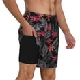 thumbnail image 3 of Haiem Colorful Hawaii Palms Mens Swim Trunks with Compression Liner 2 in 1 Swimming Shorts Stretch Swimwear Quick Dry,Board Shorts-Medium, 3 of 9