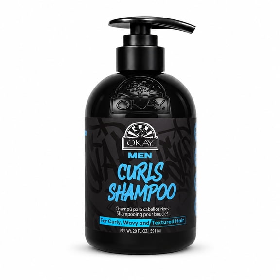 OKAY Men's Curly Hair Shampoo, Moisturizing Shampoo for Defined, Frizz-Free Curls, 20 fl oz