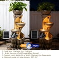 thumbnail image 5 of 4 Tiered Solar Water Fountain Outdoor Garden, 35.6" Tall Cascading Bowl Leaf Carved Outdoor Waterfall Fountains Modern Water Feature with Dual Planters for Garden, Patio, Deck, Yard, Indoor Decor, 5 of 9