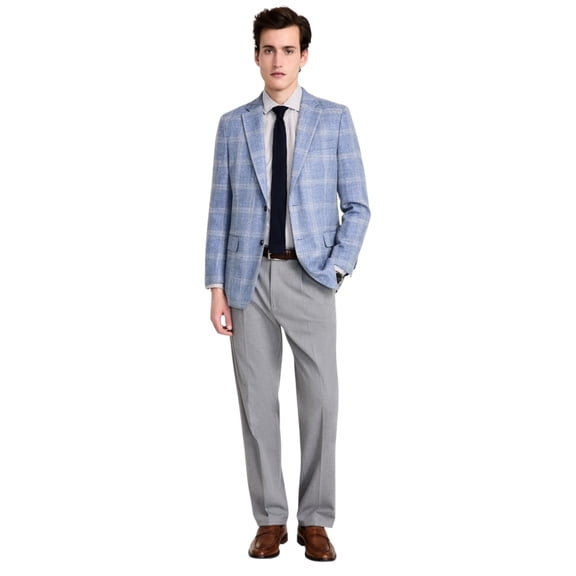 Tommy Hilfiger Mens Modern fit Sport Coat Blazer 38 R Light Blue Plaid Stretch