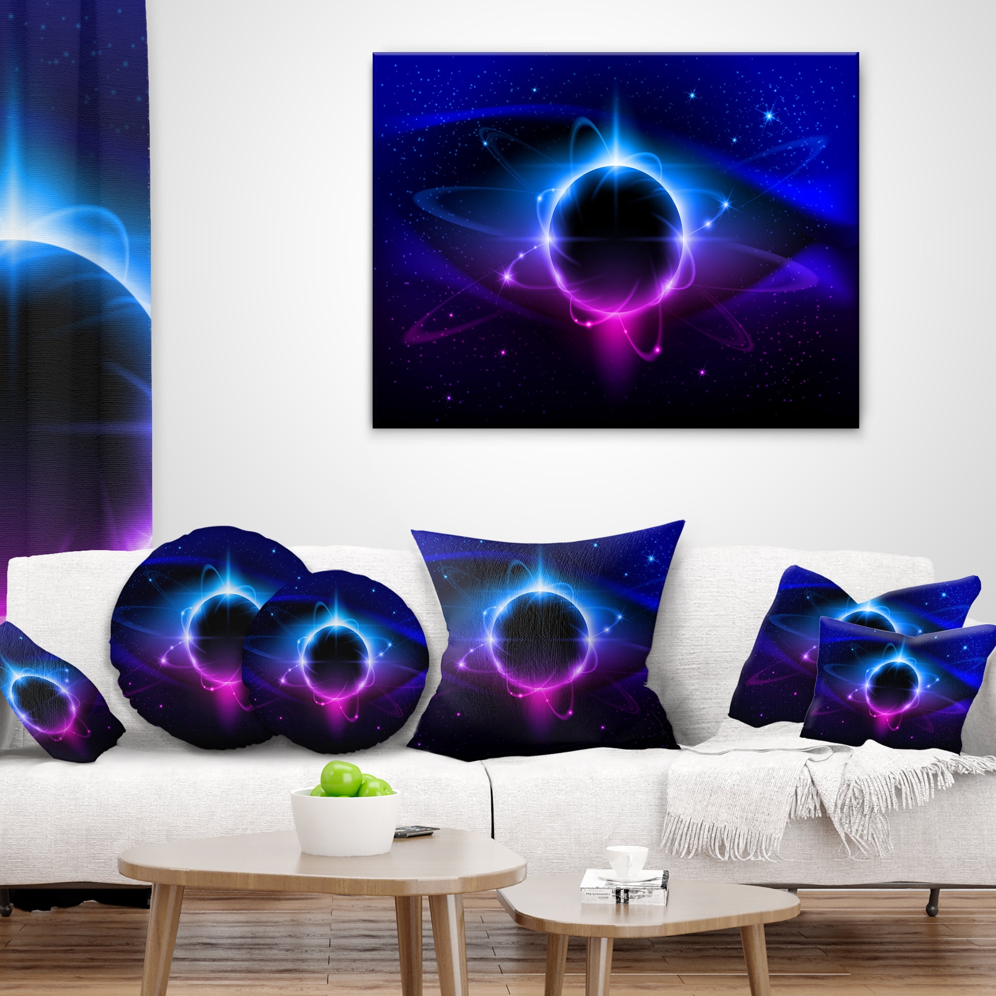Designart Fractal Black Star - Contemporary Throw Pillow - 18x18