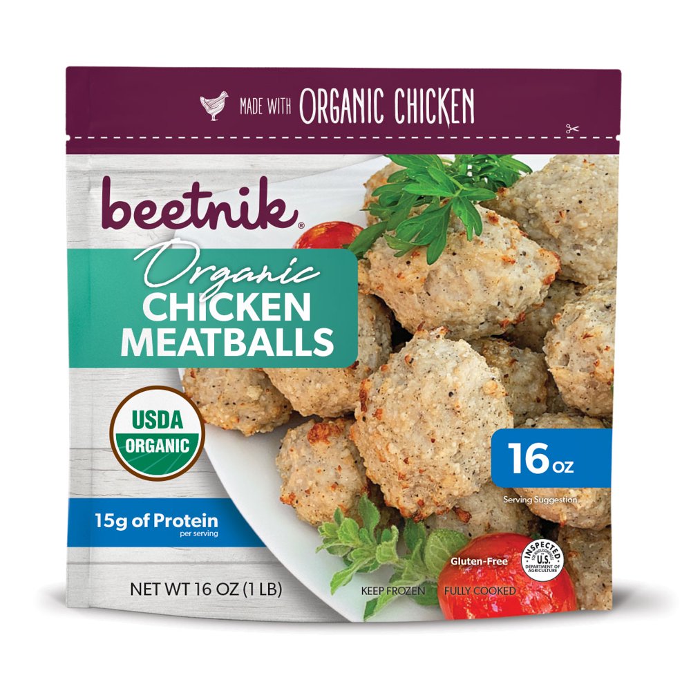 Beetnik Organic Chicken Meatballs, Gluten Free, 16 oz Bag