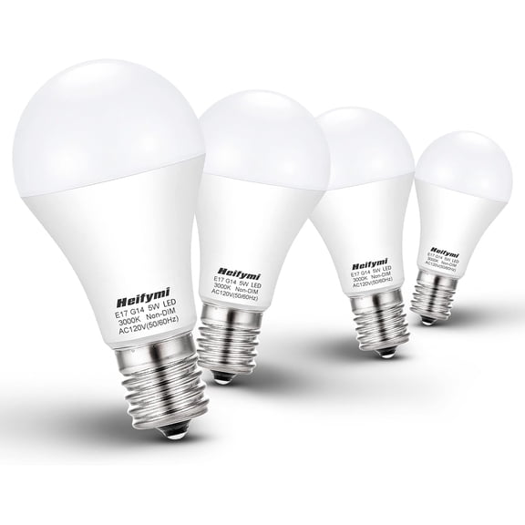 E17 Mid-Base LED Bulb, 3000K Warm White, 5 Watt (40 Watt Equivalent), 500 Lumens, Non-Dimmable Ceiling Fan Chandelier Light Bulb (4-P)