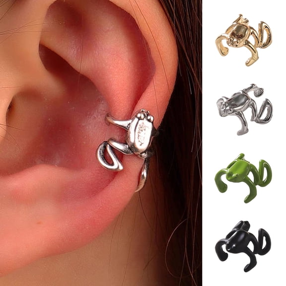 SmartBy 1/2/3 Pairs Frog-Shaped Earrings Clip-On Functionality Alloy Ear Clips Electroplated Earrings Jewelry Accessories