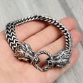 thumbnail image 4 of 14K White Gold Mesh Chain Wolf Punk Bracelet with Spring Ring Clasp Men\\'s Biker Jewelry Punk Rock Party Accessory, 4 of 7