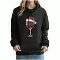 thumbnail image 3 of Otvok Women Casual Daily Sweatshirt Christmas Wine Glass Print Hooded Long Sleeve Drawstring Pocket Top, 3 of 5