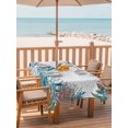 thumbnail image 2 of Outdoor Tablecloth with Umbrella Hole for Patio/Picnic/Party/Camping, Coastal Teal Seaweed Waterproof Table Cloth Rectangle Table Cover Washable, Summer Beach Coral Starfish Retro (54"x 80"), 2 of 8