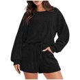 thumbnail image 1 of Birdeem Ensemble de Vêtements d'Intérieur Décontractés pour Femmes, Automne Hiver, Manches Longues, Shorts, Coupe Ample, 1 of 1