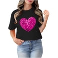 thumbnail image 4 of TIMIFIS T-Shirts de la Saint-Valentin Chemises pour Femmes Été Décontracté Manches Courtes Col Rond T-Shirt Hauts Mode T-Shirt Imprimé Cœur d'Amour, 4 of 4