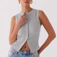 thumbnail image 6 of Bxsruta Women's Ribbed Knit Sleeveless Button Down Cropped Tank Top Casual Fitted Crew Neck Blouse, 6 of 8
