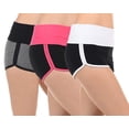 thumbnail image 1 of Women Two-Tone Dolphin Hem Foldover Elastic Waist Running Athletic Shorts, 1 of 3