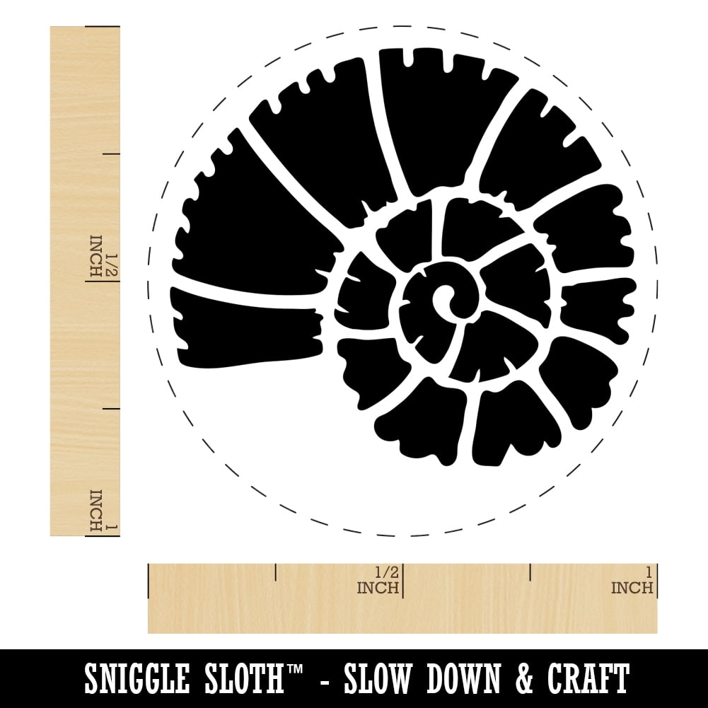 Spiral Ammonite Fossil Marine Mollusk Self-Inking Rubber Stamp Ink Stamper - Black Ink - Medium 1 Inch