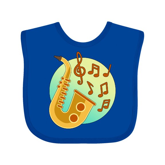 Inktastic Cute Saxophone with Musical Notes Boys or Girls Baby Bib